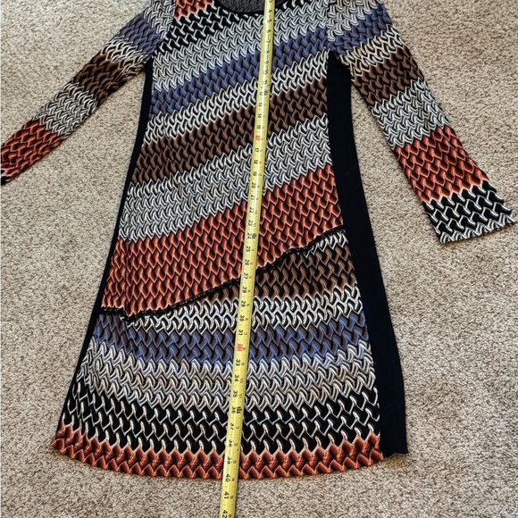 NIC+ZOE Chevron Knit Dress L Multicolor Lined Long Sleeve Fall OfficeCore Casual - Picture 8 of 10